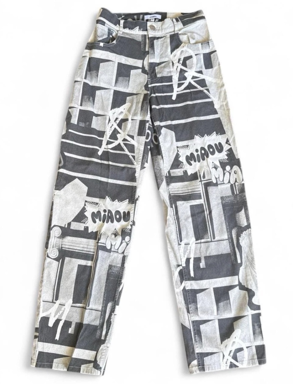 Miaou Fargo Stone Grey Pants Women Size XS Baggy Straight Leg